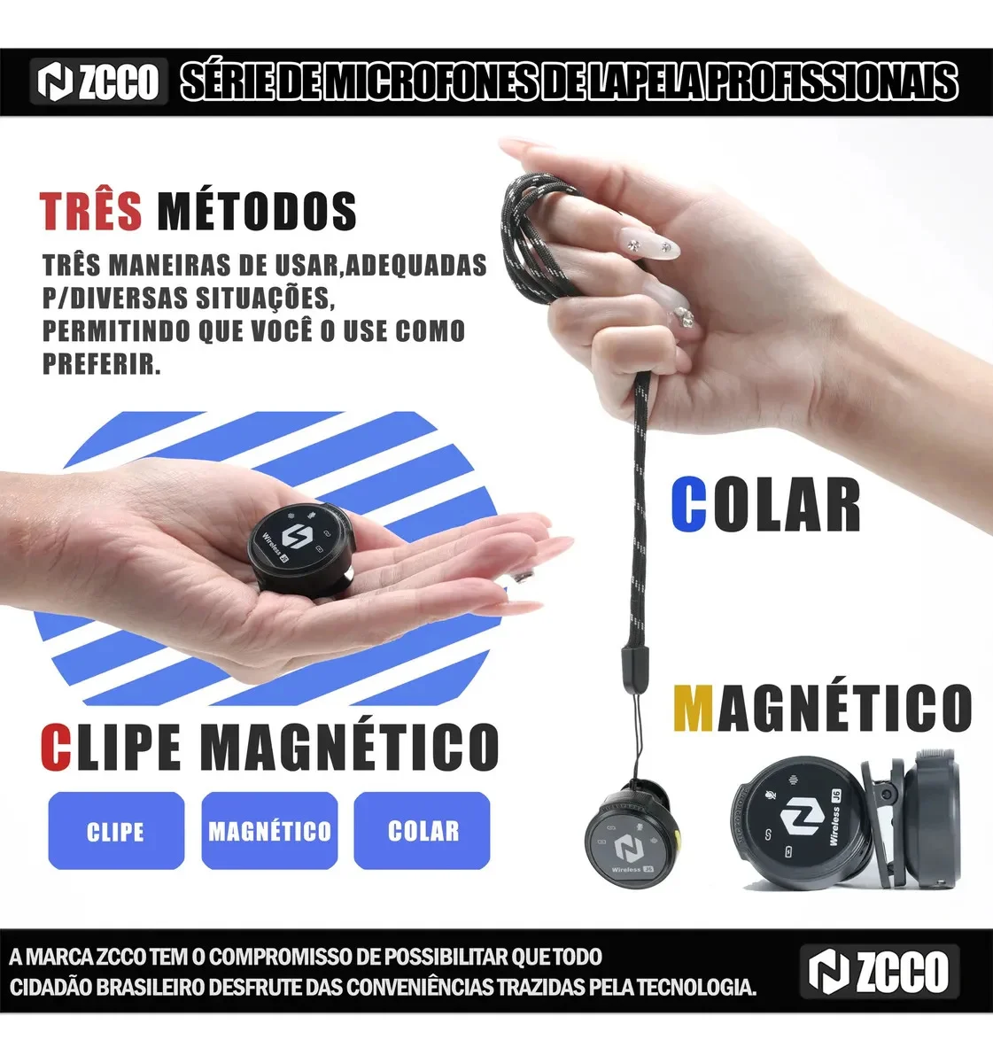 Microfone Sem Fio Duplo de Lapela Zcco J6 com Redução de Ruído, foto 4