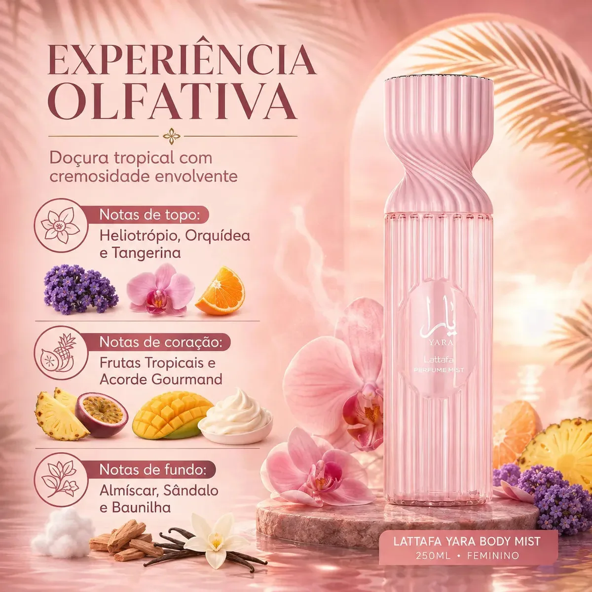 Body Splash Lattafa Yara Perfume Mist 250ml, Feminino, foto 3